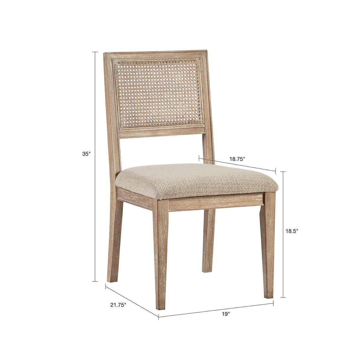 Modern Armless Dining Chair With Cane Back (Set of 2)