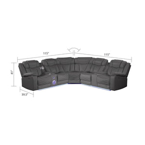 Challenger - Recliner Sectional Sofa, Built In USB, C Ports & Bluetooth