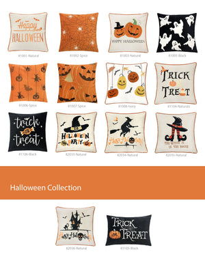 Trick or Treat Halloween Lumbar Pillow – Embroidered
