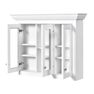 Bathroom Medicine Cabinet With Mirror, 5 Adjustable Closed Shelves, Wall-Mounted - White