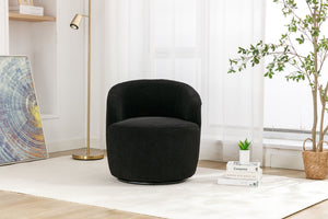 Teddy Fabric Swivel Accent Armchair Barrel Chair With Powder Coating Metal Ring