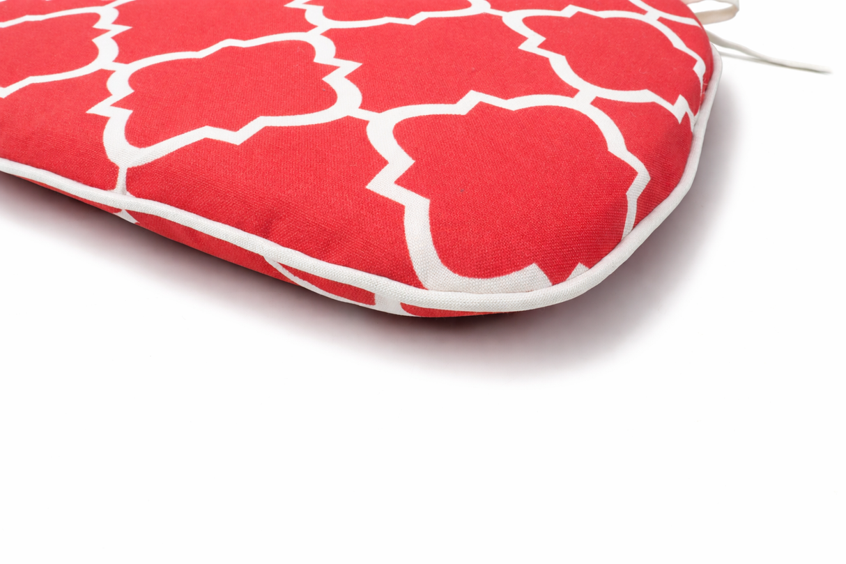 Outdoor Chair Cushions Seat Cushions with Straps, Set of 4, Plaid Red