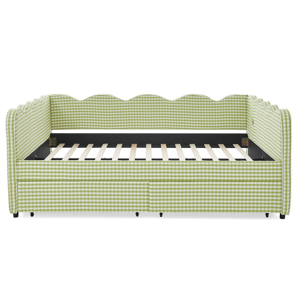 Gingham Daybed With USB Charging Port, Wave-Shaped Design