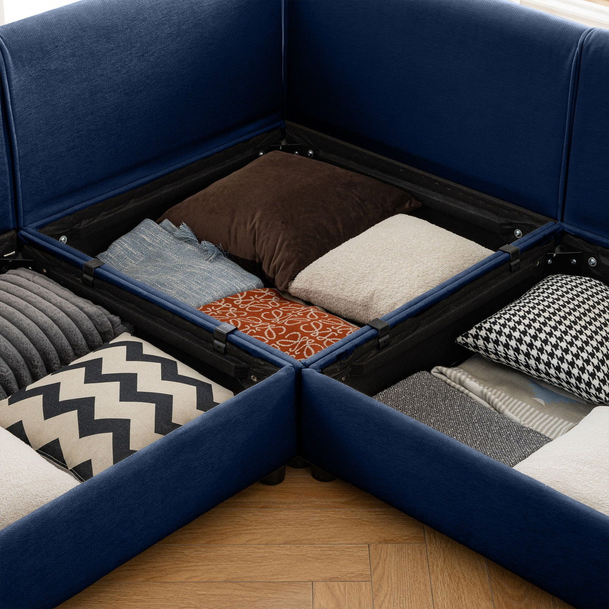 Modern Modular Sectional Sofa With Storag, Contemporary Cylindrical Design