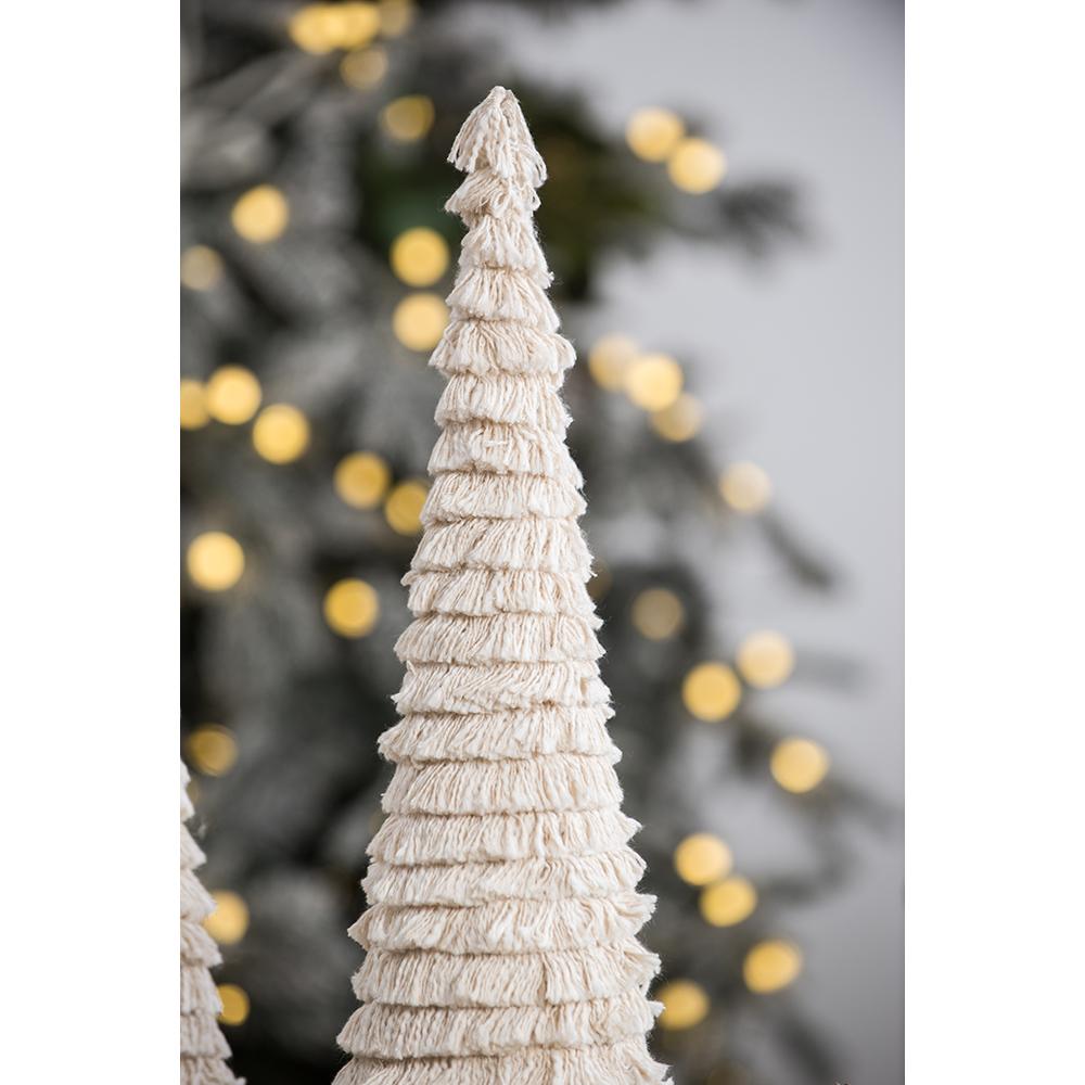 D5.1x21.7" Fringes Embellished Cone With Wooden Base