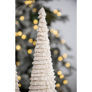 D5.1x21.7" Fringes Embellished Cone With Wooden Base
