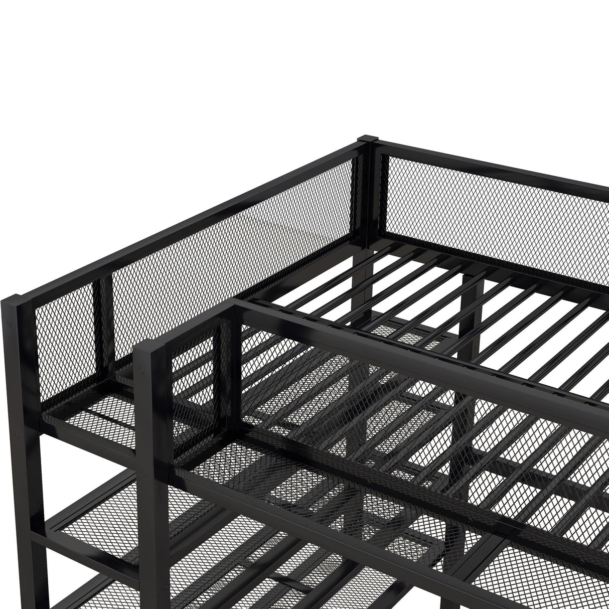 Loft Bed With 4 Tier Shelves And Storage