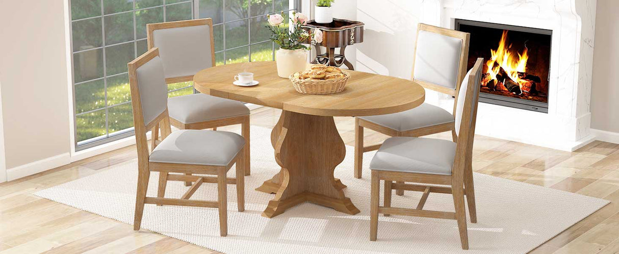 TREXM Farmhouse 5-Piece Dining Table Set