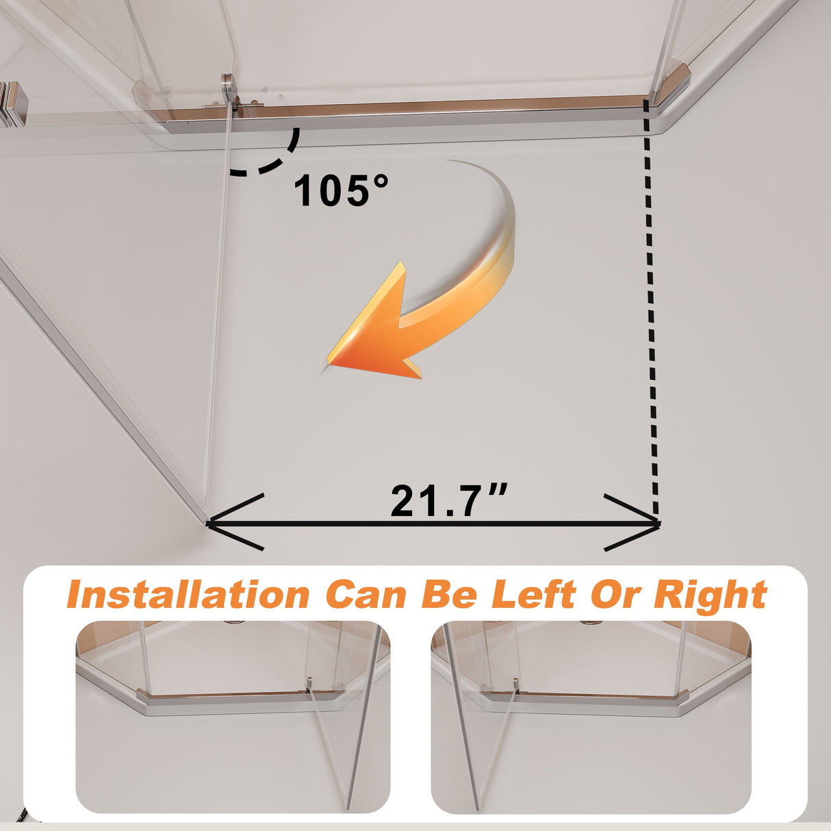 Frameless Neo Angle Shower Door WithTempered Glass