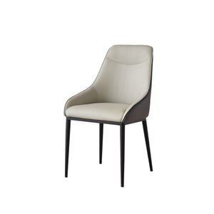 Modern Dining Chair Set Upholstered Seats Steel Metal Legs 2 Tone Contemporary Kitchen Living Room Furniture (Set of 2) - Black / Gray