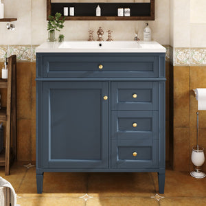 Bathroom Vanity With Top Sink, 2 Drawers and Tip Out Drawer