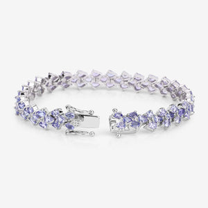 12.04 Carat Genuine Tanzanite .925 Sterling Silver Bracelet