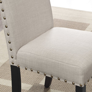 Espresso Wood 5-Piece Dining Set with Nailhead Chairs - Tan