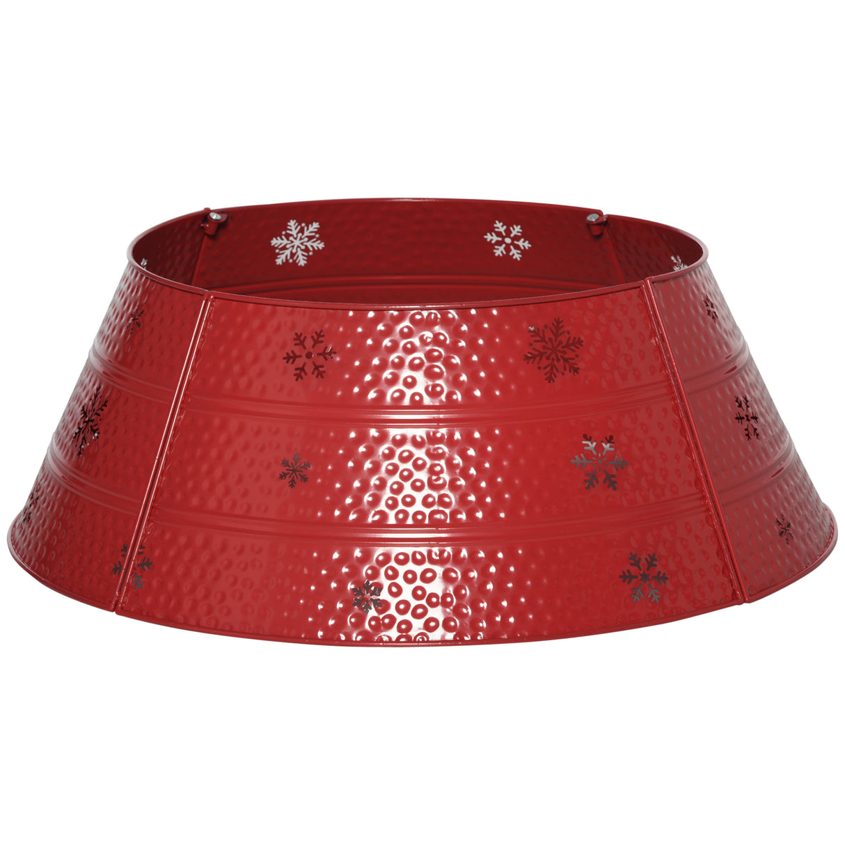 Christmas Tree Collar, Steel Tree Ring Skirt, Home Xmas Decoration for Christmas Tree, 26' x 26' x 9', Red