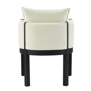 Linen Upholstered Armchair with Black Rubber Wood Legs