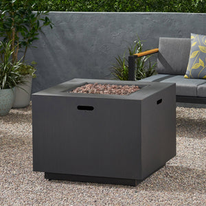 33" Outdoor Iron Square Propane Fire Pit - Brushed Brown