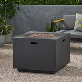33" Outdoor Iron Square Propane Fire Pit - Brushed Brown