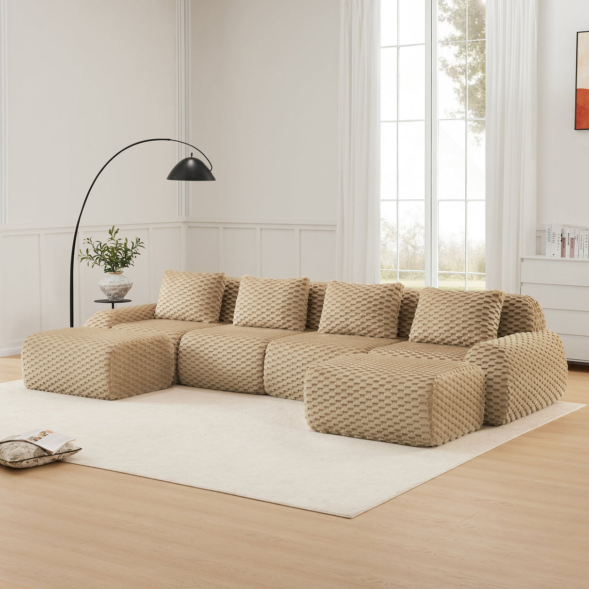 146" Modern U-Shaped Modular Sectional Sofa