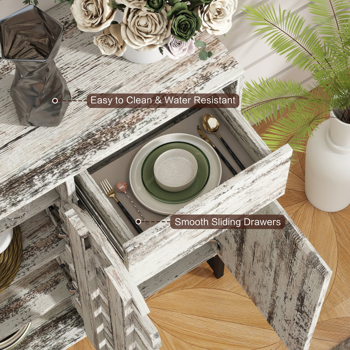 Farmhouse Sideboard Cabinet with Storage