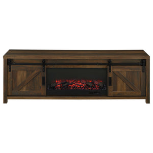 Enfield 71-inch TV Stand Fireplace Media Console Dark Pine