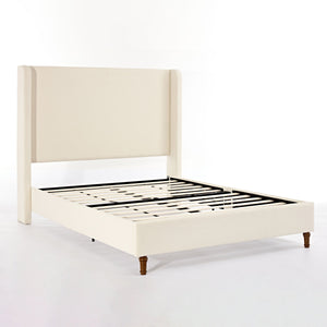 Harper Tall Headboard Upholstered Bed in Ivory Boucle, California King