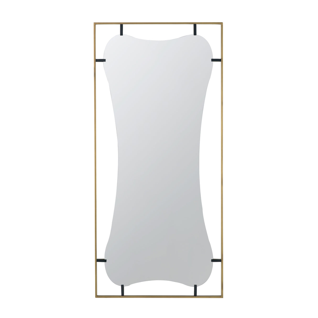 28x1.5x60' Poppy Mirror with Gold Metal Frame Contemporary Wall Decor