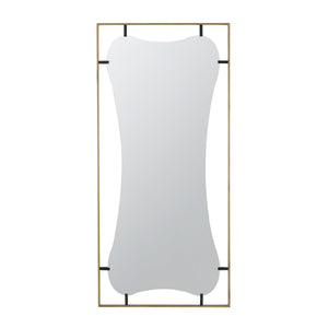 28x1.5x60' Poppy Mirror with Gold Metal Frame Contemporary Wall Decor