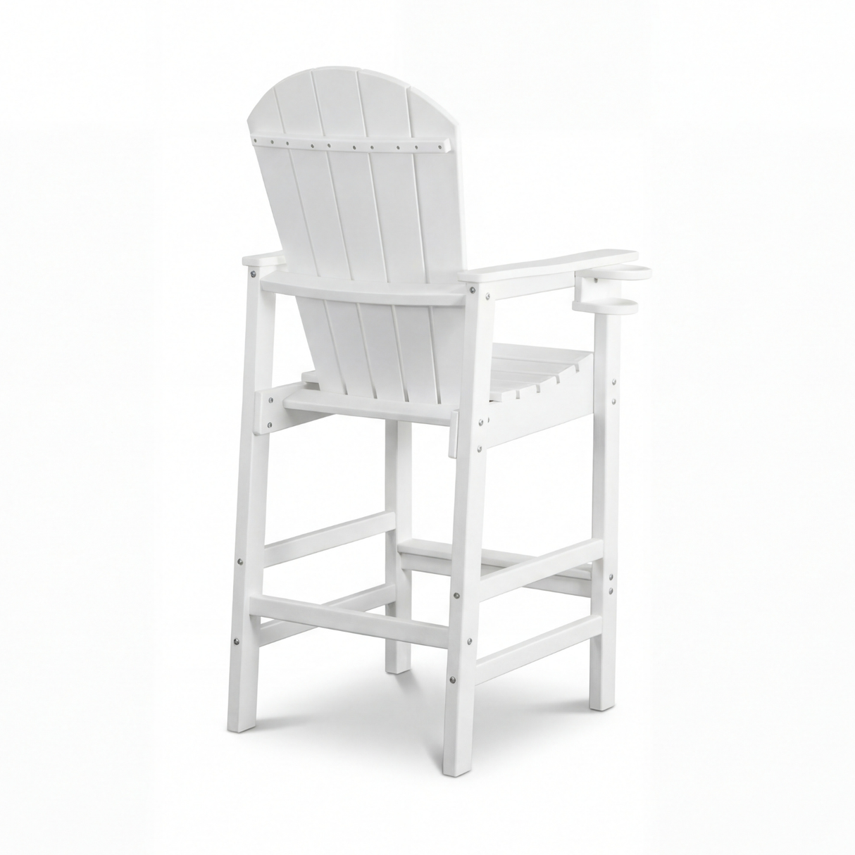 HDPE Bar Height Adirondack Patio Chair with Cup Holder and Armrests
