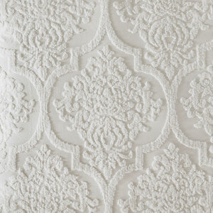 King/Cal King 3 Piece Tufted Cotton Chenille Damask Duvet Cover Set