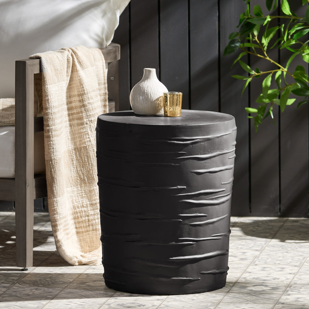 Birch outdoor side table