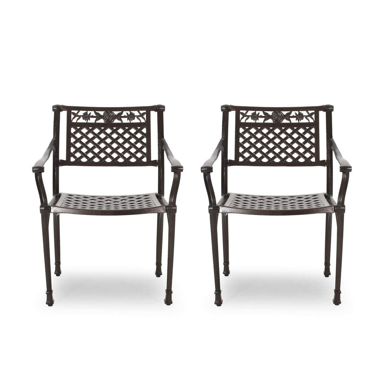 Cast Aluminum Dining Chair With Hand Crafted Details - Bronze