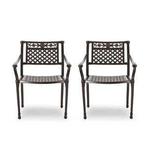 Cast Aluminum Dining Chair With Hand Crafted Details - Bronze