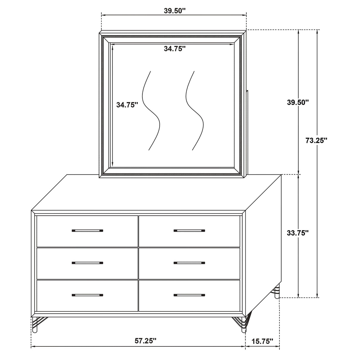 Malcolm - 6 Drawer Dresser With Mirror - White