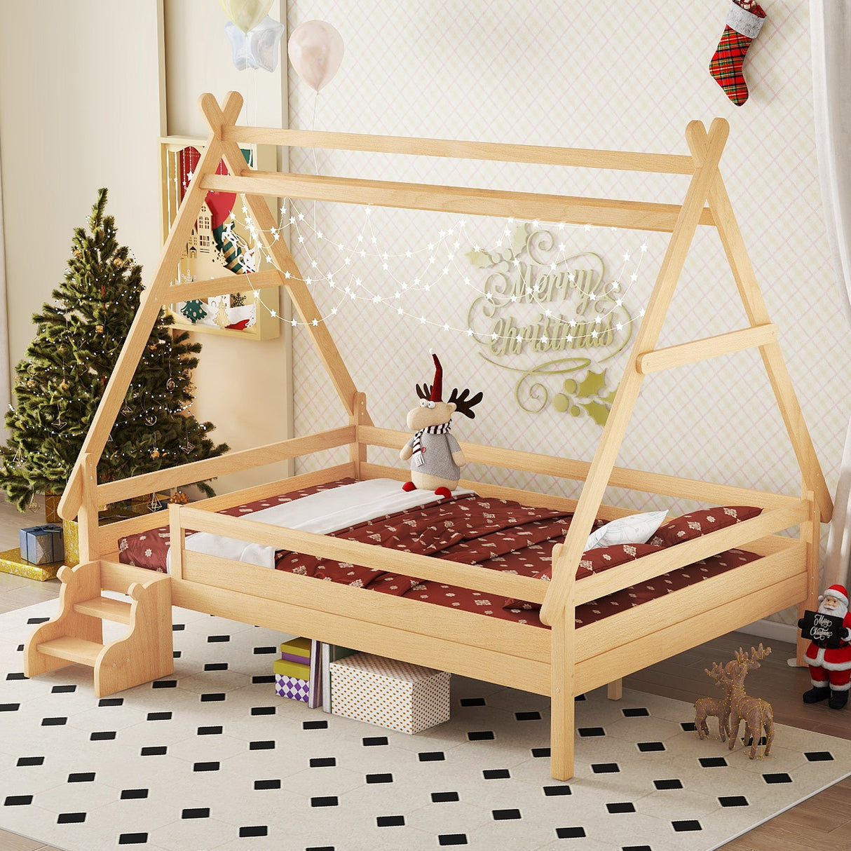Full House Platform Bed with Stairs