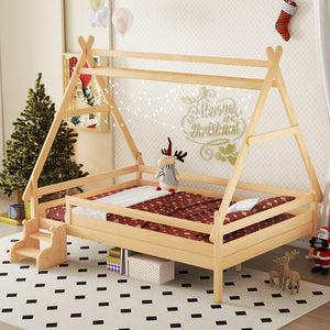 Full House Platform Bed with Stairs