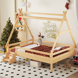 Full House Platform Bed with Stairs