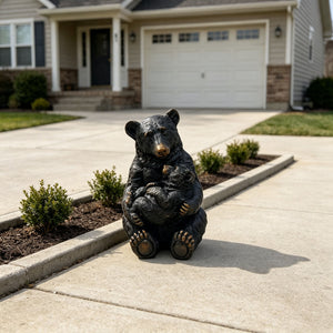 14" Tall Mother Bear Hugging Cub Garden Statue
