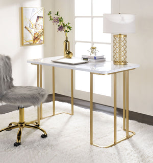 Estie Writing Desk White Gold