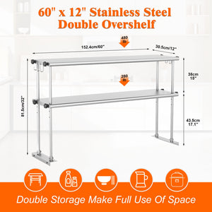 Stainless Steel Adjustable Kitchen Shelf, 60 Inch