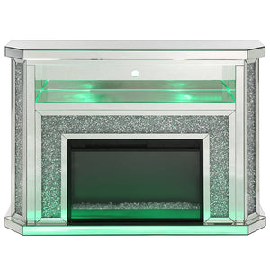 Noralie - 51" Fireplace With LED - Mirrored & Faux Diamonds