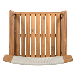 Creative Braided Acacia Wood Outdoor Dining Chairs with Armrests – Set of 2