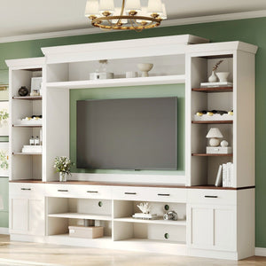 Farmhouse 4-Piece Entertainment Center with Bookshelf for TVs Up to 70"