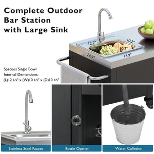 K&K 55.5" Outdoor Kitchen Island with Sink