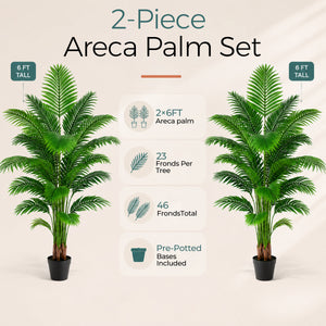 Artificial Palm Tree 6ft - Large Fake Tropical Tree (2 Pack)