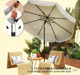 Vented Patio Table Umbrella with Crank, 8 Ribs, and Push Button Tilt
