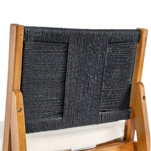 4 Pieces Arly Black Outdoor Bar Stool Solid Acacia Wood and Woven Wicker