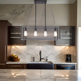 Pendant lighting 4 light industrial vintage open frame rectangle chandeliers modern black linear cage ceiling light fixture