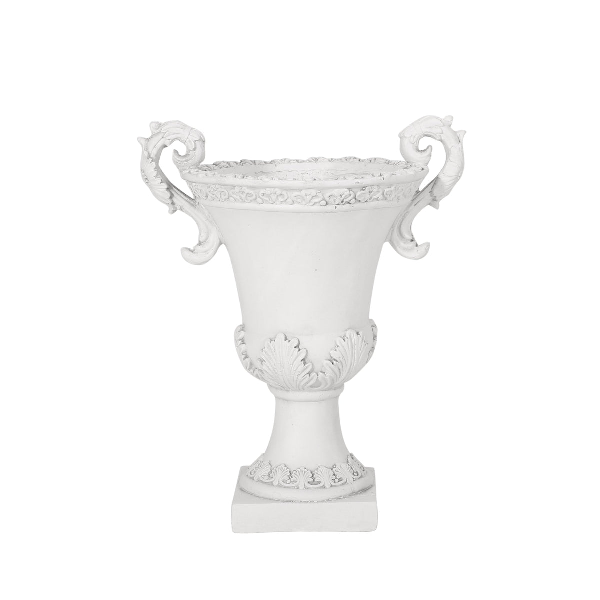 Roman Style MGO Garden Urn Planter with Drainage Hole – Antique White