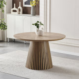 Wooden Dining Table with Oval Top and Slatted Legs