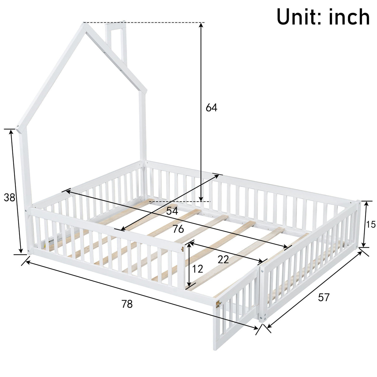 House Platform Bed With Guardrail